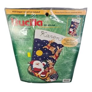 Bucilla AND TO ALL A GOOD NIGHT Felt Applique Christmas 18" Stocking Kit New